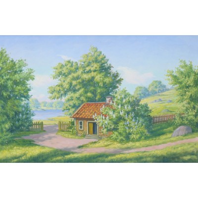 Painting "The Hut by the Lake"