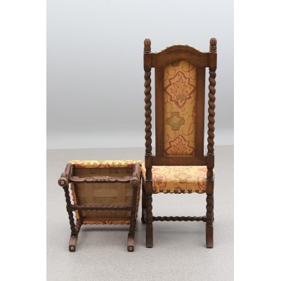 Oak Baroque style chairs