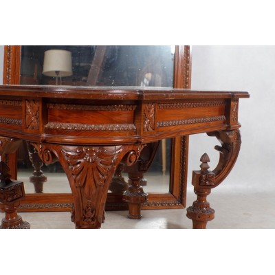 Antique console with mirror