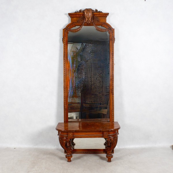 Antique console with mirror