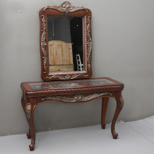 Console with mirror