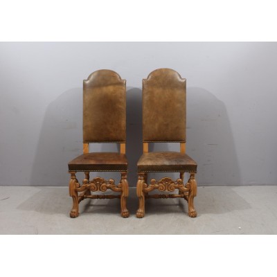 Leather Baroque style chairs