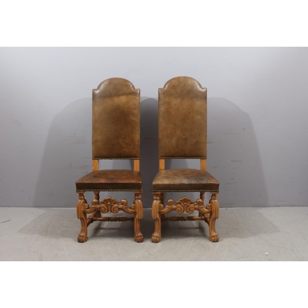 Leather Baroque style chairs