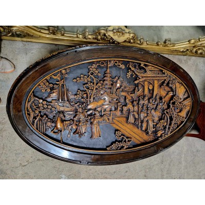Oriental tea table with 6 chairs