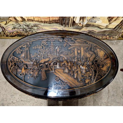 Oriental tea table with 6 chairs
