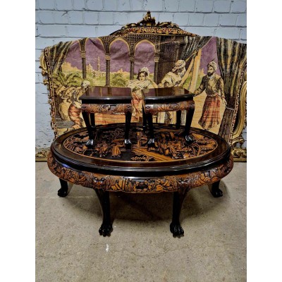 Oriental tea table with 6 chairs