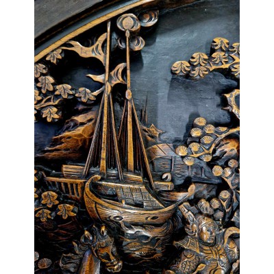 Oriental tea table with 6 chairs