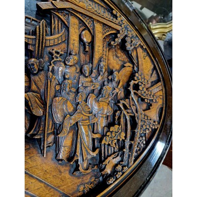 Oriental tea table with 6 chairs