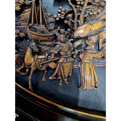 Oriental tea table with 6 chairs