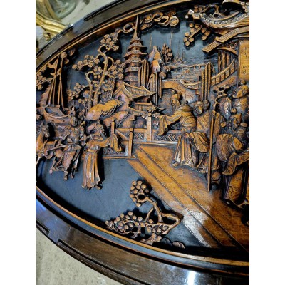 Oriental tea table with 6 chairs