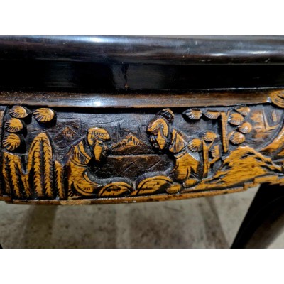 Oriental tea table with 6 chairs