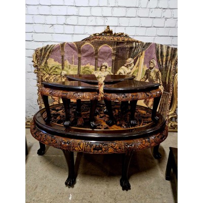 Oriental tea table with 6 chairs