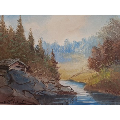 Painting "Hut by the River"