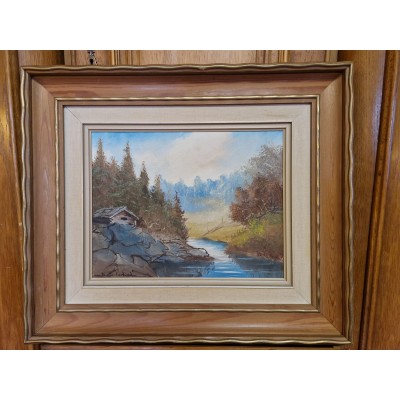 Painting "Hut by the River"