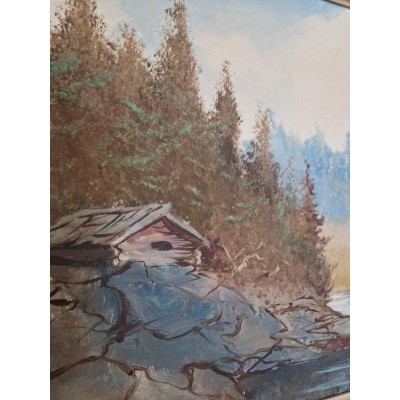 Painting "Hut by the River"