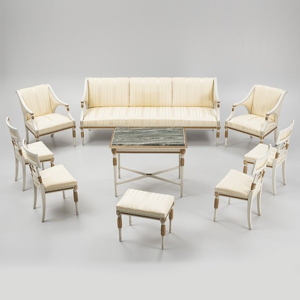 Luxurious Late Gustavian living room set